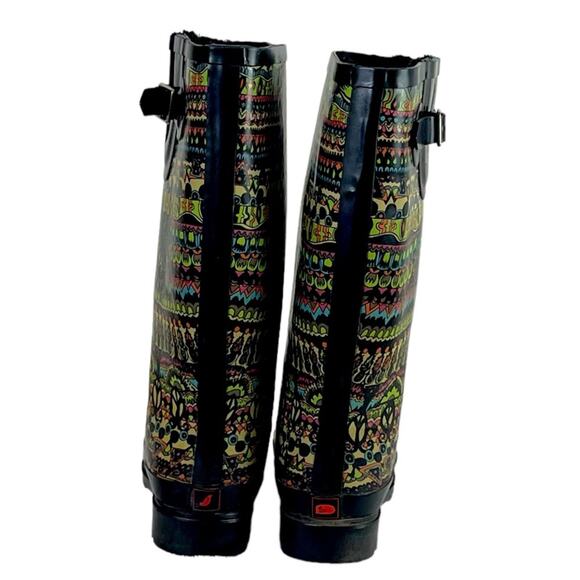 The Sak Sacroot Rain Boots Peace Love Boho Chunky Black Multi Women’s Size 7M - Picture 4 of 15